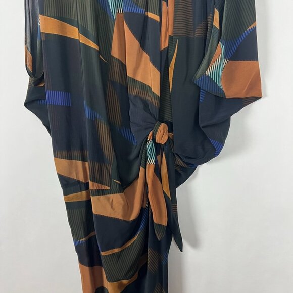 Zara Dress Women's M Multicolored Draped Limited Edition Knots Pleats Flowy Midi - Picture 7 of 14